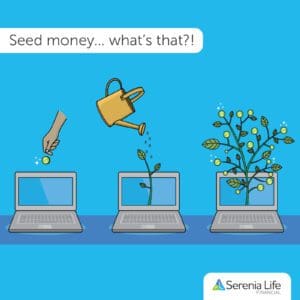 Illustration of money being watered and growing into a money tree